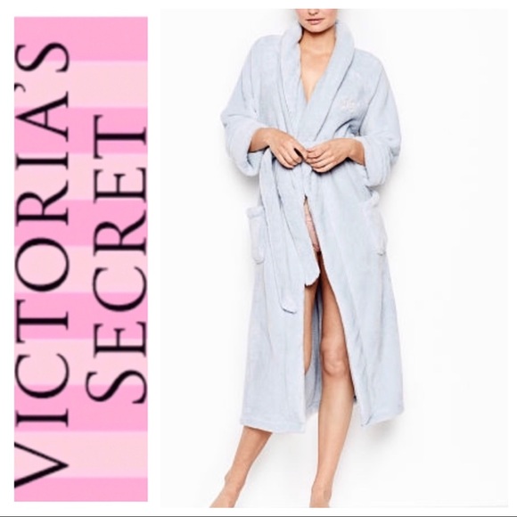VICTORIA'S SECRET THE COZY Plush ロング ROBE Victorias Secret The Cozy Logo Plush Black Robe SUPER SOFT